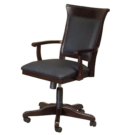 Black Leather Office Arm Chair with Pump